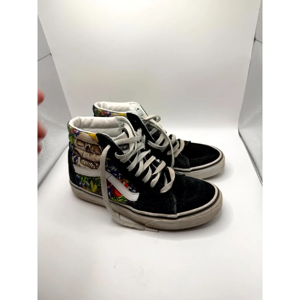 Vans Sk8-Hi Fruit‎ Skull Mens 6 Sneaker Black White Suede High Top Skate Shoes